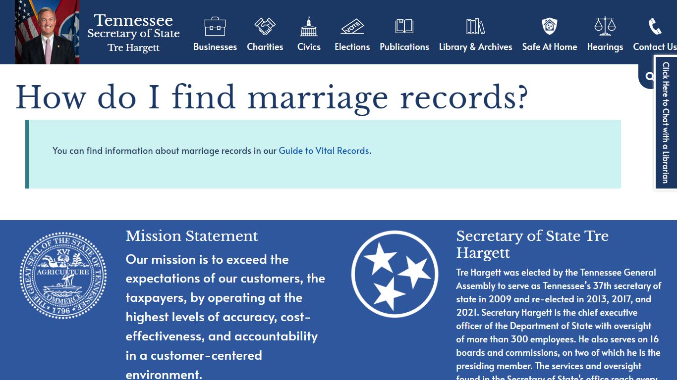 How do I find marriage records? | Tennessee Secretary of State